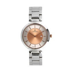 Titan Workwear 2480KM01 Rose Gold Dial Stainless Steel Strap Quartz Women's Watch