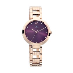 Titan Sparkle 2480WM02 Purple Dial Stainless Steel Strap Quartz Women's Watch