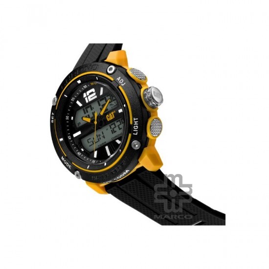 Caterpillar POWER A MF-175-21-137 | DIGITAL ANALOG | SILVER BLACK | BLACK SILICONE STRAP| MEN WATCH