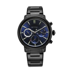 Titan Stellar 10012NM01 Blue Dial Stainless Steel Strap Quartz Men's Watch