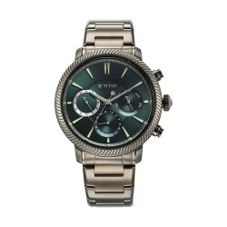 Titan Stellar 10012QM01 Green Dial Stainless Steel Strap Quartz Men's Watch