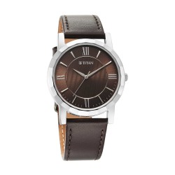 Titan Karishma Zing 1644SL01 Brown Dial Leather Strap Quartz Men's Watch