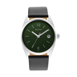 Titan Neo 1729SL07 Green Dial Leather Strap Quartz Men's Watch