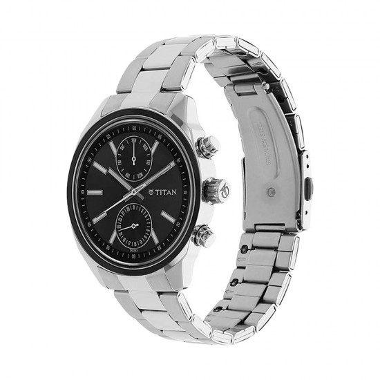 Titan Neo 1733KM01 Multifunction Anthracite Dial Stainless Steel Strap Quartz Men's Watch