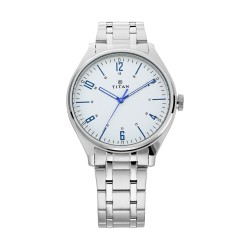 Titan Workwear 1802SM01 White Dial Stainless Steel Strap Quartz Men's Watch