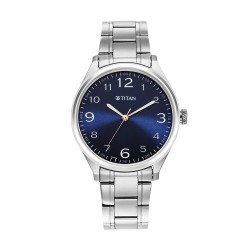 Titan Trendsetter 1802SM05 Blue Dial Stainless Steel Strap Quartz Men's Watch