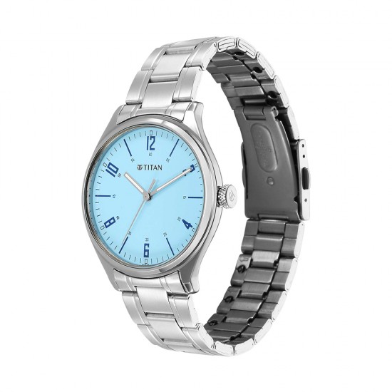 Titan Workwear 1802SM07 Ocean Blue Dial Stainless Steel Strap Quartz Men's Watch