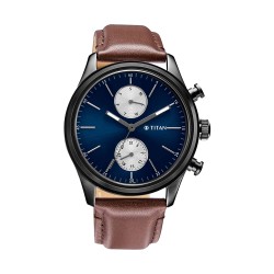 Titan Trendsetter 1805NL03 Midnight Blue Dial Leather Strap Quartz Men's Watch