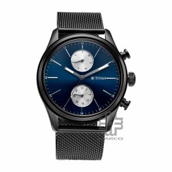 Titan 1805NM03 Black Dial Stainless Steel Strap Quartz Men's Watch