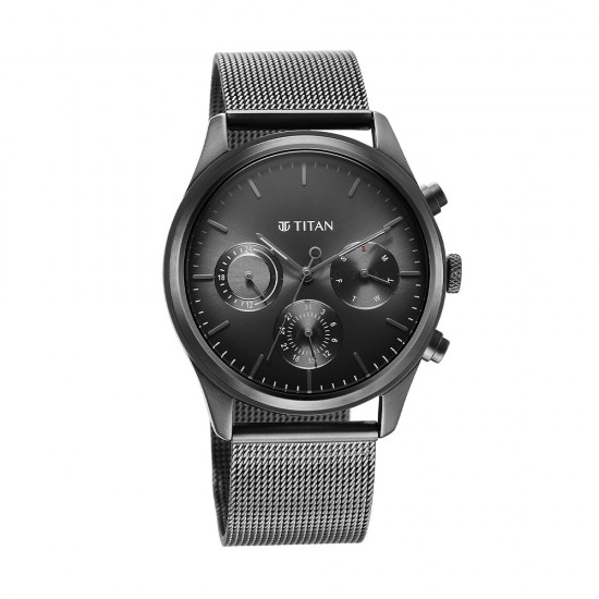 Titan Noir 1805QM03 Anthracite Dial Analog Stainless Steel Strap Quartz Men's Watch