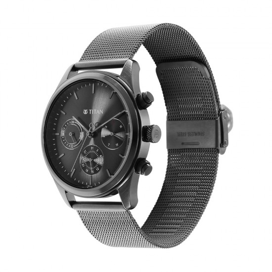 Titan Noir 1805QM03 Anthracite Dial Analog Stainless Steel Strap Quartz Men's Watch