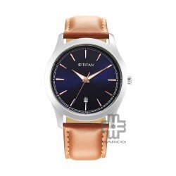 Titan 1823SL07 Blue Dial Leather Strap Quartz Men's Watch