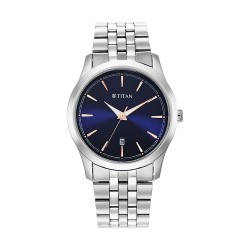 Titan Trendsetters 1823SM02 Blue Dial Stainless Steel Strap Quartz Men's Watch