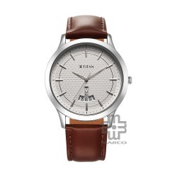 Titan Karishma 1825SL15 Silver Dial Leather Strap Quartz Men's Watch