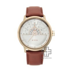 Titan Grandmaster 1828QL02 White Dial Leather Strap Men's Watch