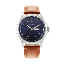 Titan Trendsetters 1870SL02 Blue Dial Leather Strap Quartz Men's Watch