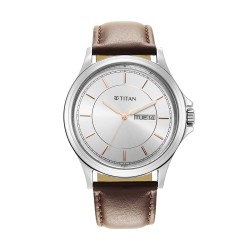 Titan Trendsetters 1870SL03 White Dial Leather Strap Quartz Men's Watch