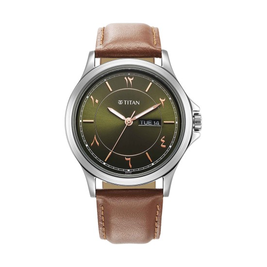 Titan Marhaba 1870SL08 Green Dial Leather Strap Quartz Men's Watch