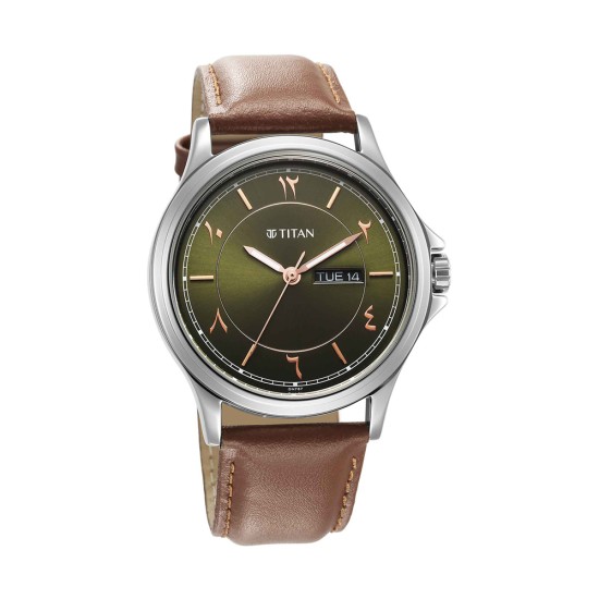 Titan Marhaba 1870SL08 Green Dial Leather Strap Quartz Men's Watch