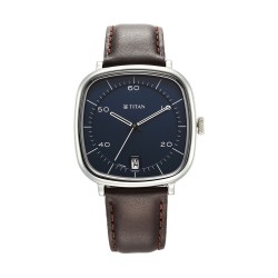 Titan Neo Curve 1885SL03 Blue Dial Leather Strap Quartz Men's Watch