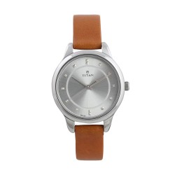 Titan Workwear 2481SL06 Silver Dial Leather Strap Quartz Women's Watch