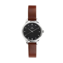 Titan Workwear 2481SL07 Black Dial Leather Strap Quartz Women's Watch