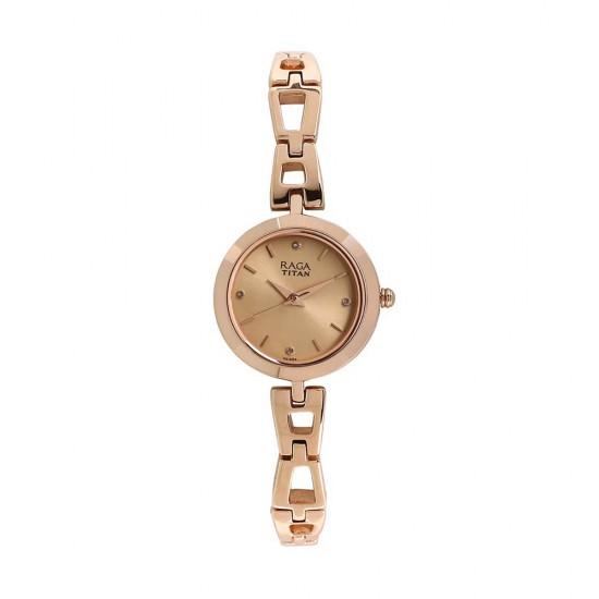 Titan Raga 2540WM06 Beige Dial Metal Strap Quartz Women's Watch