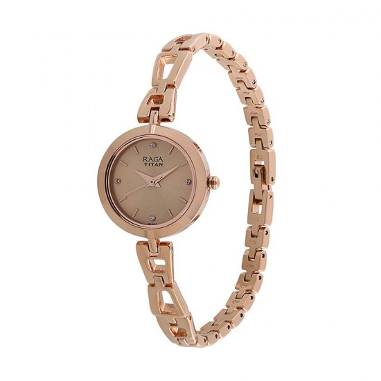 Titan Raga 2540WM06 Beige Dial Metal Strap Quartz Women's Watch