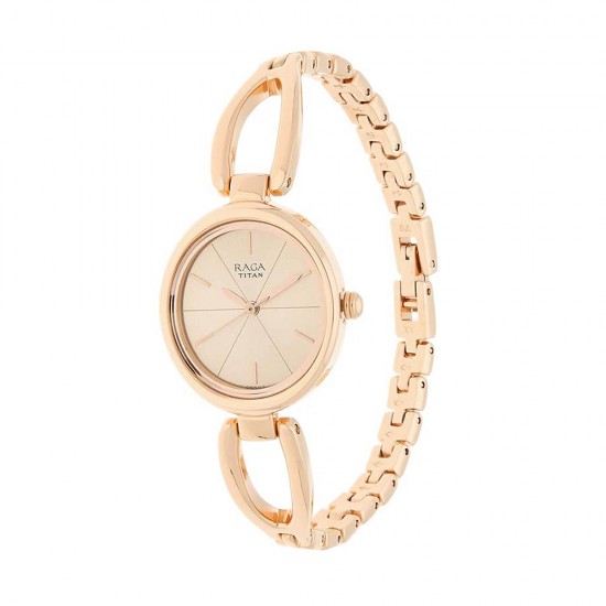 Titan Raga Viva 2579WM01 Rose Gold Dial Metal Strap Quartz Women's Watch