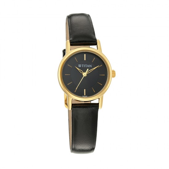 Titan Karishma 2593YL03 Black Dial Leather Strap Quartz Women's Watch