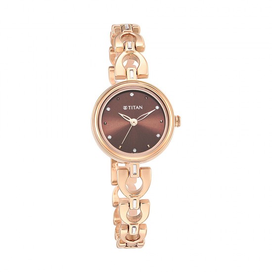 Titan Lagan 2601WM04 Brown Dial Metal Strap Quartz Women's Watch