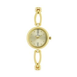 Titan Quartz 2601YM01 Champagne Dial Metal Strap Quartz Women's Watch