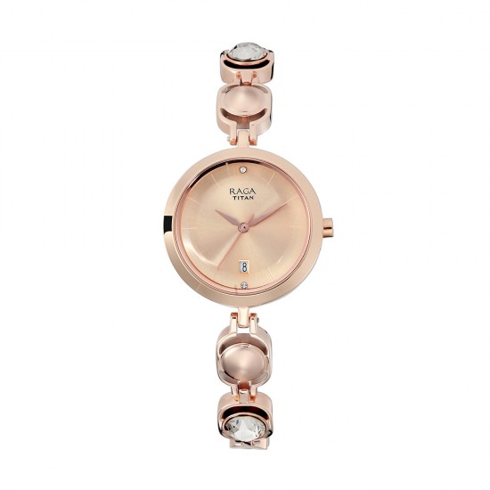 Titan Raga Viva 2606WM02 Rose Gold Dial Metal Strap Quartz Women's Watch