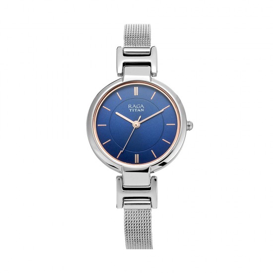 Titan Raga 2608SM02 Viva Blue Dial Metal Strap Quartz Women's Watch