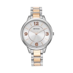 Titan Trendsetters 2617KM01 Silver White Dial Stainless Steel Strap Quartz Women's Watch