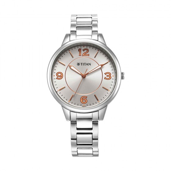 Titan Urban 2617SM07 Silver White Dial Metal Strap Quartz Women's Watch