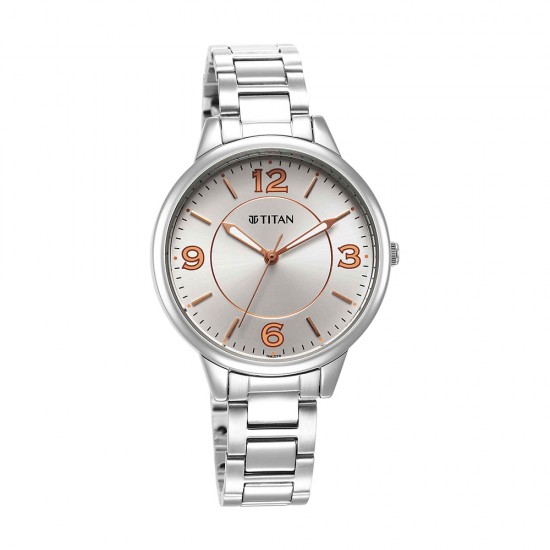 Titan Urban 2617SM07 Silver White Dial Metal Strap Quartz Women's Watch