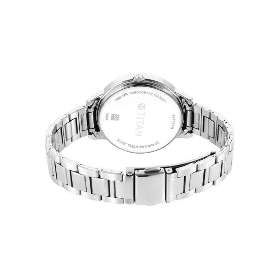 Titan Urban 2617SM07 Silver White Dial Metal Strap Quartz Women's Watch