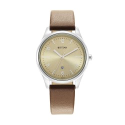 Titan Trendsetters 2639SL10 Beige Dial Leather Strap Quartz Women's Watch