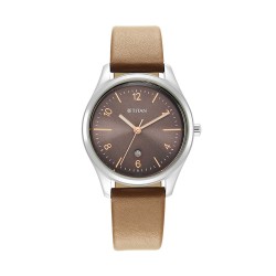 Titan Trendsetters 2639SL12 Brown Dial Leather Strap Quartz Women's Watch