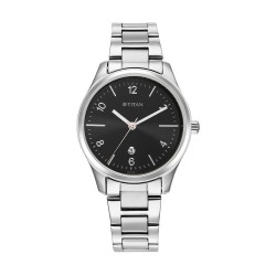 Titan Trendsetters 2639SM08 Black Dial Stainless Steel Strap Quartz Women's Watch