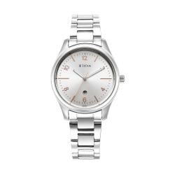 Titan Urban 2639SM09 Silver White Dial Stainless Steel Strap Quartz Women's Watch