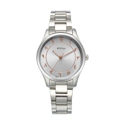 Titan Marhaba 2639SM11 Silver White Dial Stainless Steel Strap Quartz Women's Watch