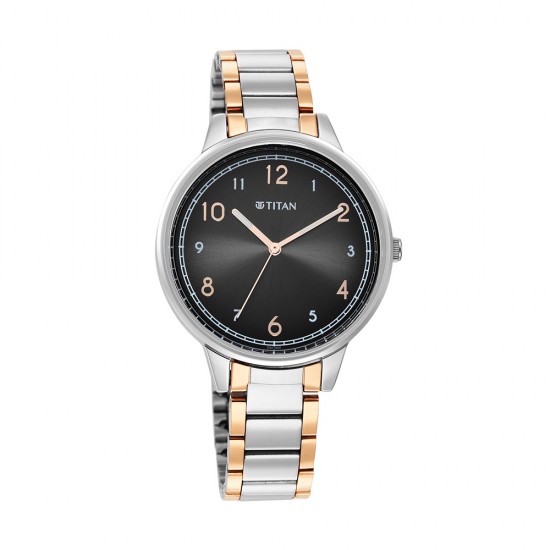 Titan Trendsetters 2648KM02 Anthracite Dial Stainless Steel Strap Quartz Women's Watch