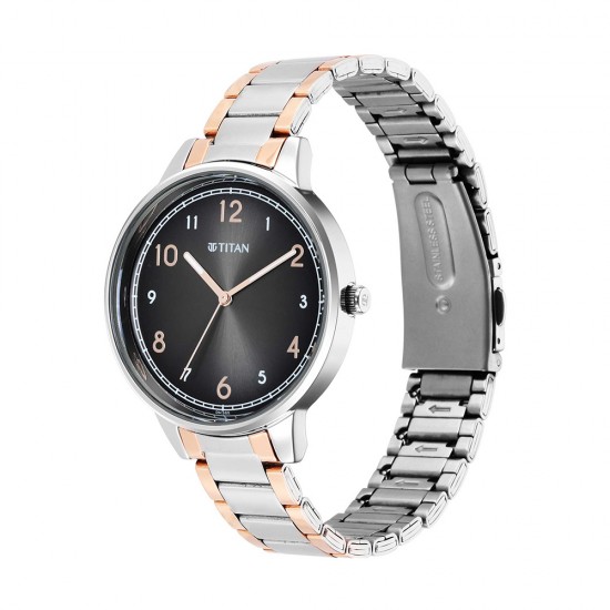 Titan Trendsetters 2648KM02 Anthracite Dial Stainless Steel Strap Quartz Women's Watch