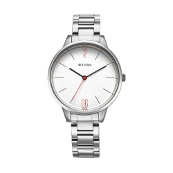 Titan Workwear 2648SM09 White Dial Stainless Steel Strap Quartz Women's Watch