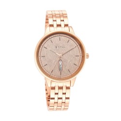 Titan Workwear 2648WM01 Rose Gold Dial Stainless Steel Strap Quartz Women's Watch