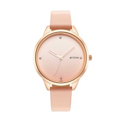 Titan Pastel Dreams 2664WL02 Pink Dial Leather Strap Quartz Women's Watch