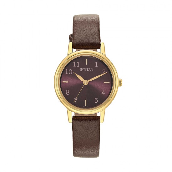 Titan Karishma 2678YL02 Brown Dial Leather Strap Quartz Women's Watch