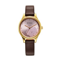 Titan Karishma 2679YL02 Pink Dial Leather Strap Quartz Women's Watch